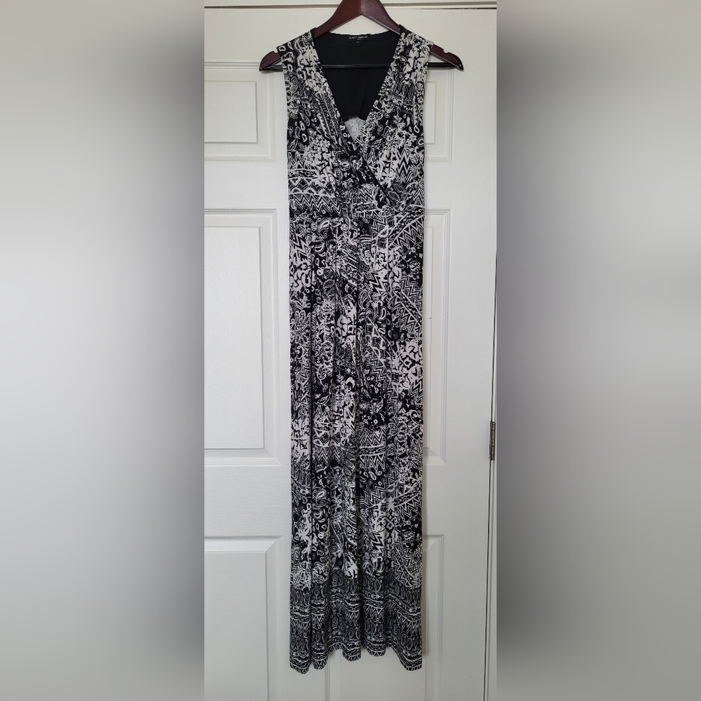 Mario Serreni Black and White Patterned Maxi Dress Size L